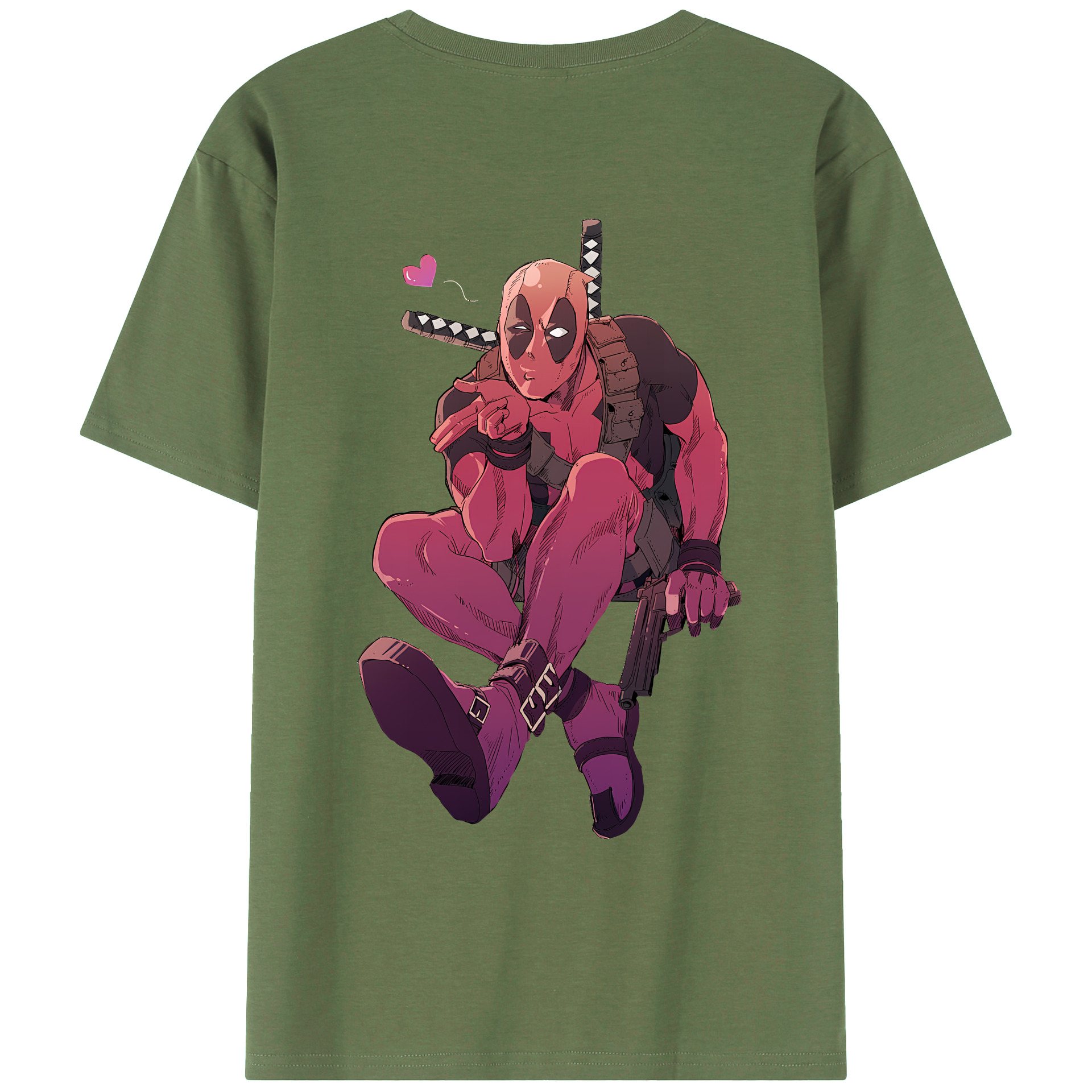 （画像用） Deadpool デッドプール 綿100％ メンズ半袖Tシャツ（バックプリント） 通気性